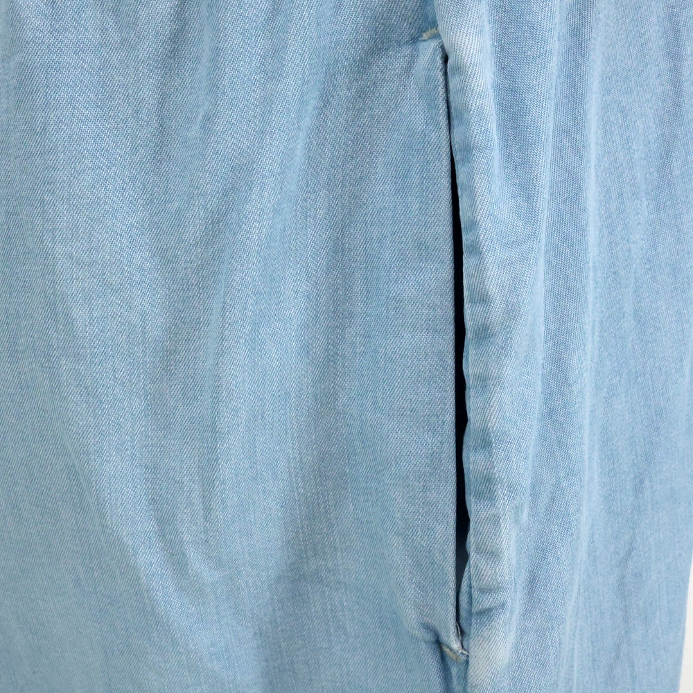 Paige Dress Womens Small Blue Chambray Short Spaghetti Straps Side Zip Pockets - Picture 12 of 14